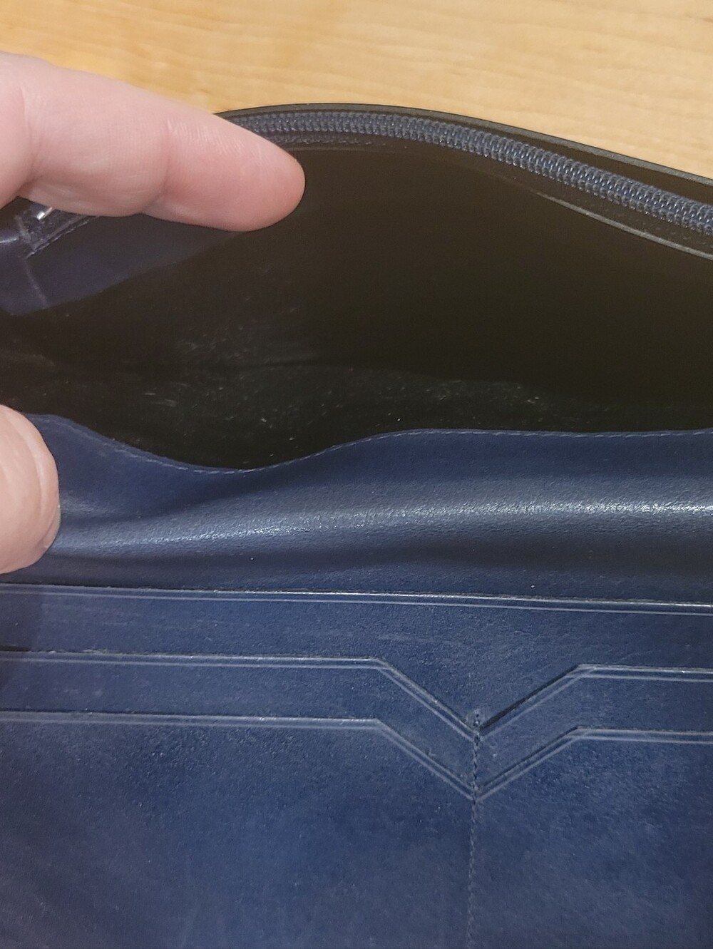 Yves Saint Laurent (YSL) Embossed Leather Wallet in Dark Navy - Picture 12 of 14